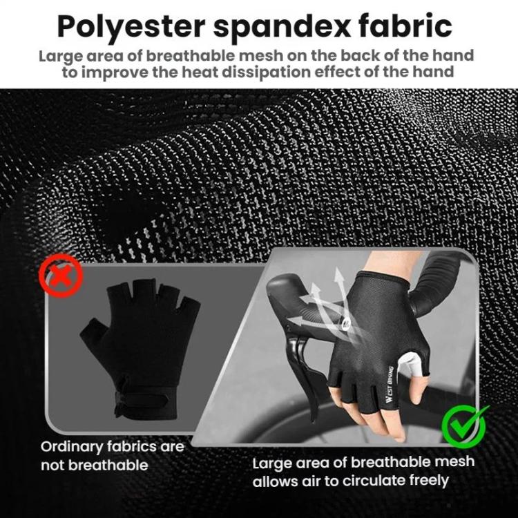 WEST BIKING Breathable Shock-absorbing Non-slip Half-finger Cycling Gloves, Size: M(White For Mountain Bike) - British D'sire