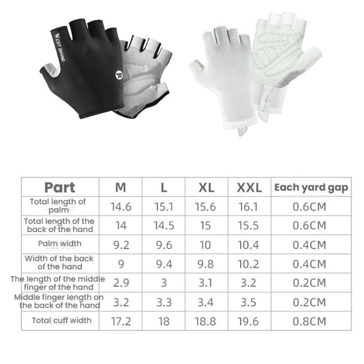 WEST BIKING Breathable Shock-absorbing Non-slip Half-finger Cycling Gloves, Size: M(White For Mountain Bike) - British D'sire
