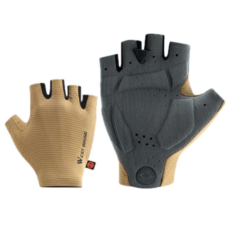WEST BIKING Cushioned Breathable Non-slip Cycling Training Gloves, Size: M(Gray Brown) - British D'sire Main image
