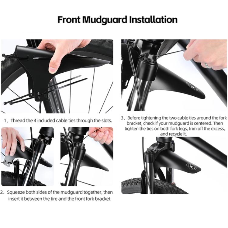 WEST BIKING YP0714043 Bicycle Front And Rear Fenders MTB Mountain Bike Fork Mudguard(Black) - British D'sire