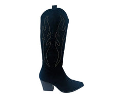 Western Cowboy Faux Suede Knee High Boots - Boots - British D'sire