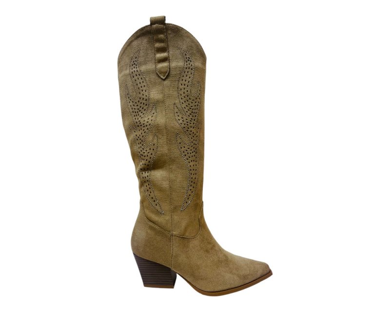 Western Cowboy Faux Suede Knee High Boots - Boots - British D'sire