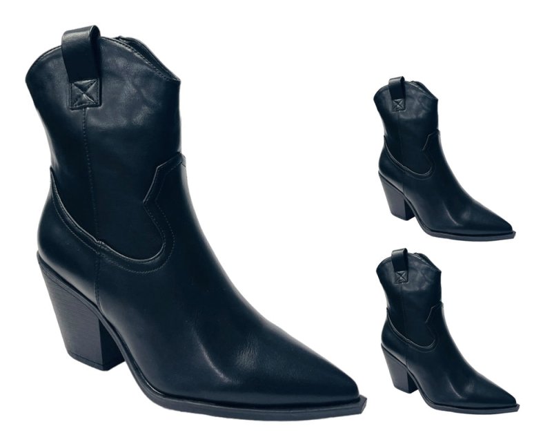Western Cowboy Zip Ankle Boots - Boots - British D'sire Main image