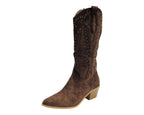 Western Embroidered Mid Calf Cowboy Boots - Boots - British D'sire