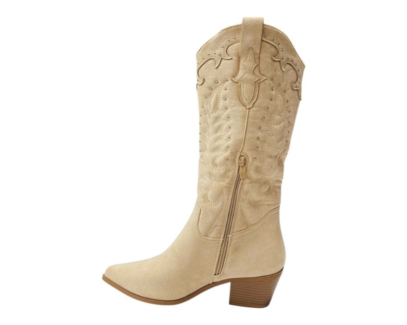 Western Embroidered Mid Calf Cowboy Boots - Boots - British D'sire