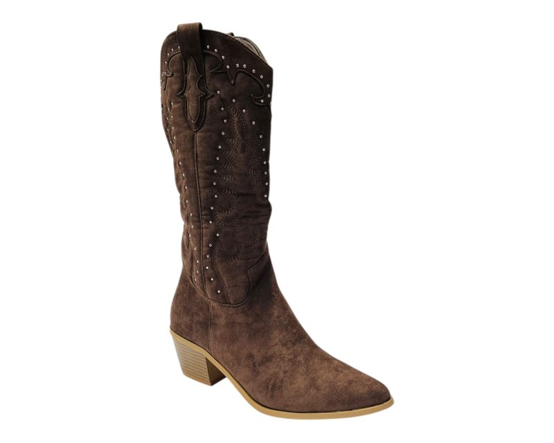 Western Embroidered Mid Calf Cowboy Boots - Boots - British D'sire