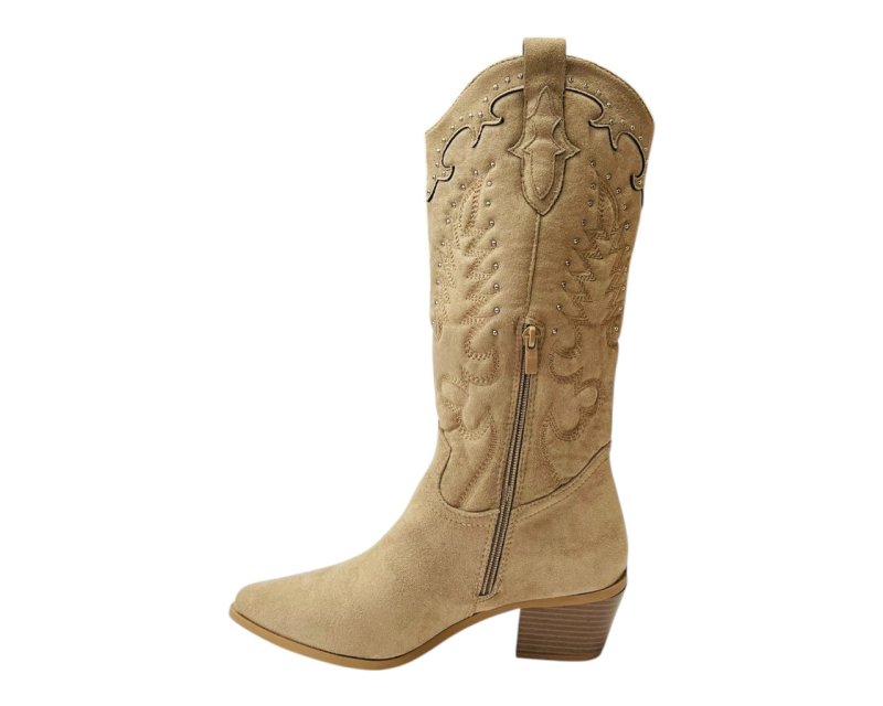 Western Embroidered Mid Calf Cowboy Boots - Boots - British D'sire