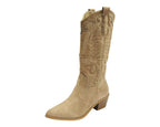 Western Embroidered Mid Calf Cowboy Boots - Boots - British D'sire