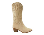 Western Embroidered Mid Calf Cowboy Boots - Boots - British D'sire