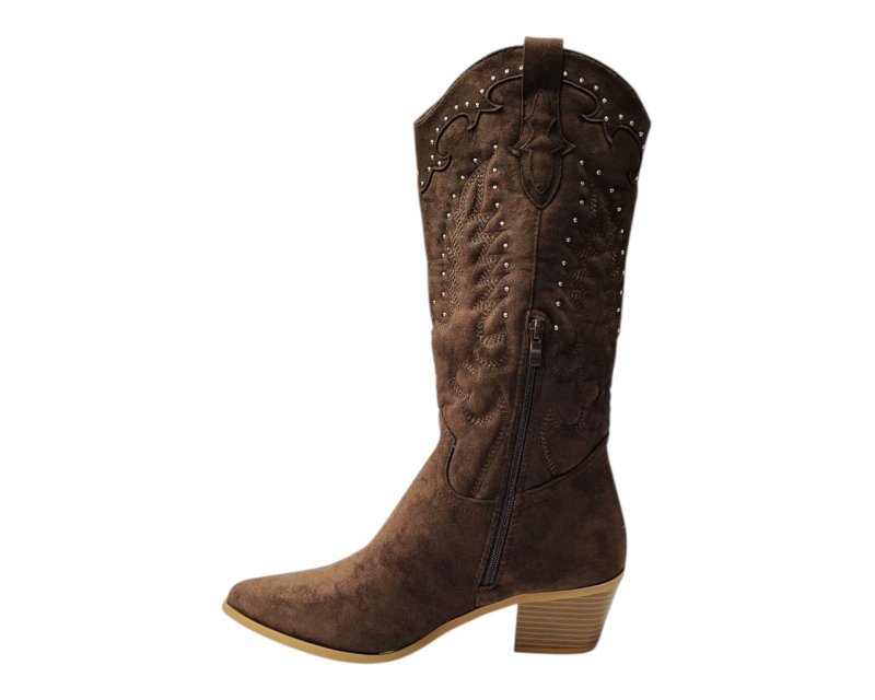 Western Embroidered Mid Calf Cowboy Boots - Boots - British D'sire