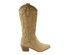 Western Embroidered Mid Calf Cowboy Boots - Boots - British D'sire