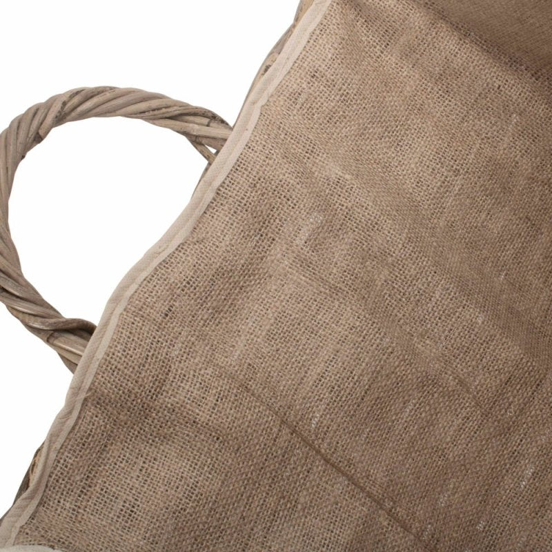 Wheeled Rattan Hessian Lined Log Basket - Log Baskets - British D'sire