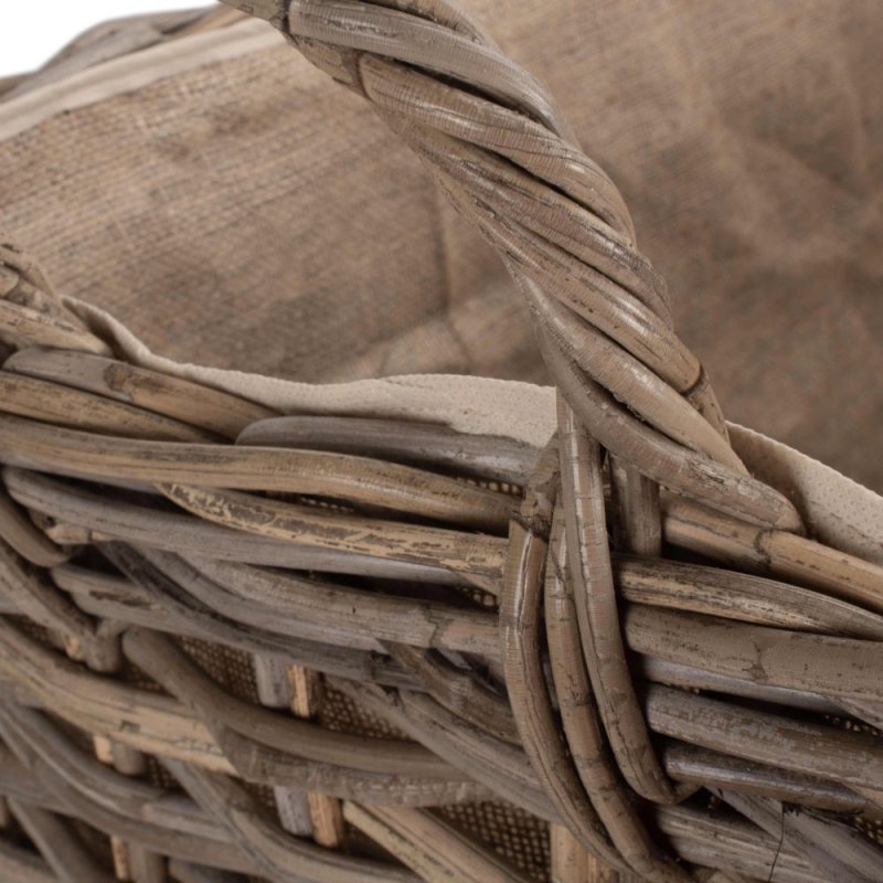 Wheeled Rattan Hessian Lined Log Basket - Log Baskets - British D'sire