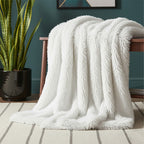 Cuddly Extra Fluffy Throw Ultra Soft Plush Blanket for Sofa Bed Home Decor - White