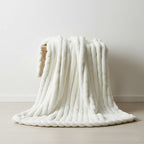 Luxury Big Cord Blanket Thick Ribbed Throw Ultimate Comfort Warmth - White