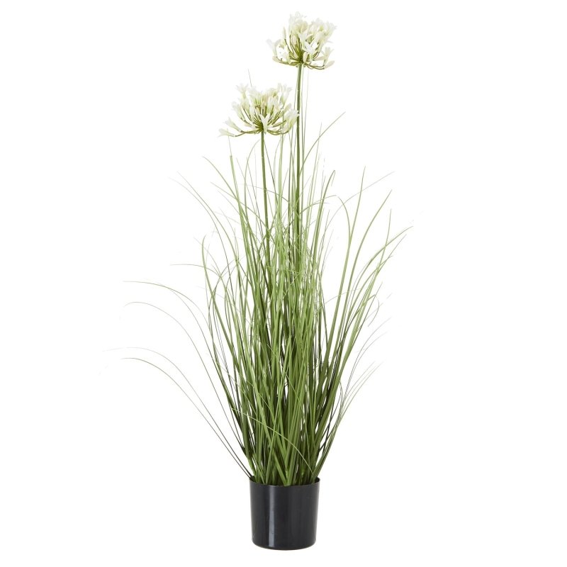 White Agapanthus Plant In Pot Artificial Flower Stem - Artificial Plants & Trees - British D'sire