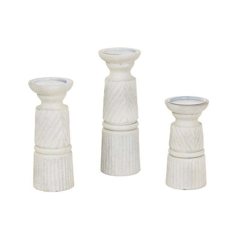 White Carved Candle Holder Decorative Home Accessory - Candle Holder - British D'sire
