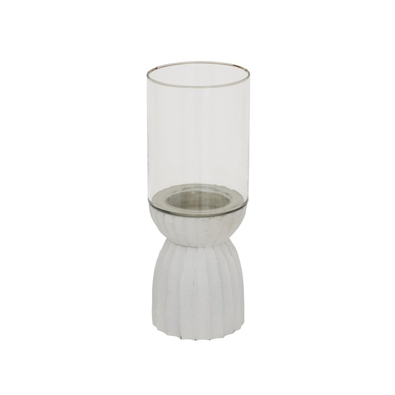 White Carved Hurricane Lantern Decorative Home Lantern - Lanterns - British D'sire