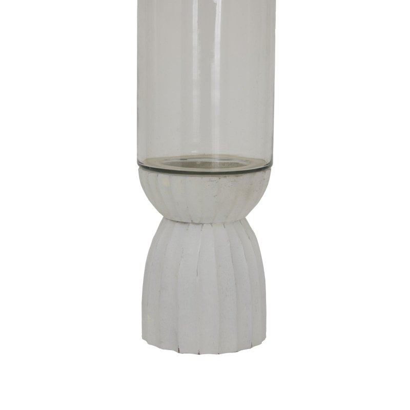 White Carved Hurricane Lantern Decorative Home Lantern - Lanterns - British D'sire