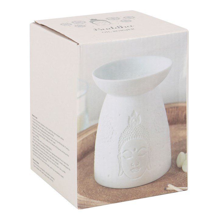White Ceramic Buddha Face Oil Burner and Wax Warmer - British D'sire
