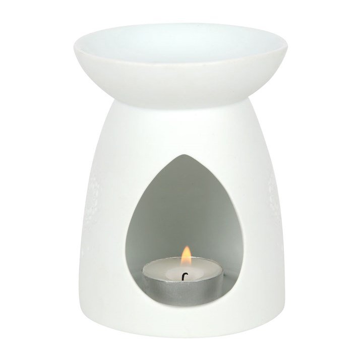 White Ceramic Buddha Face Oil Burner and Wax Warmer - British D'sire
