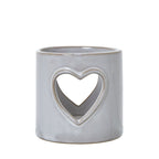 White Ceramic Heart Cut-Out Tealight Holder - Candle Holders - British D'sire
