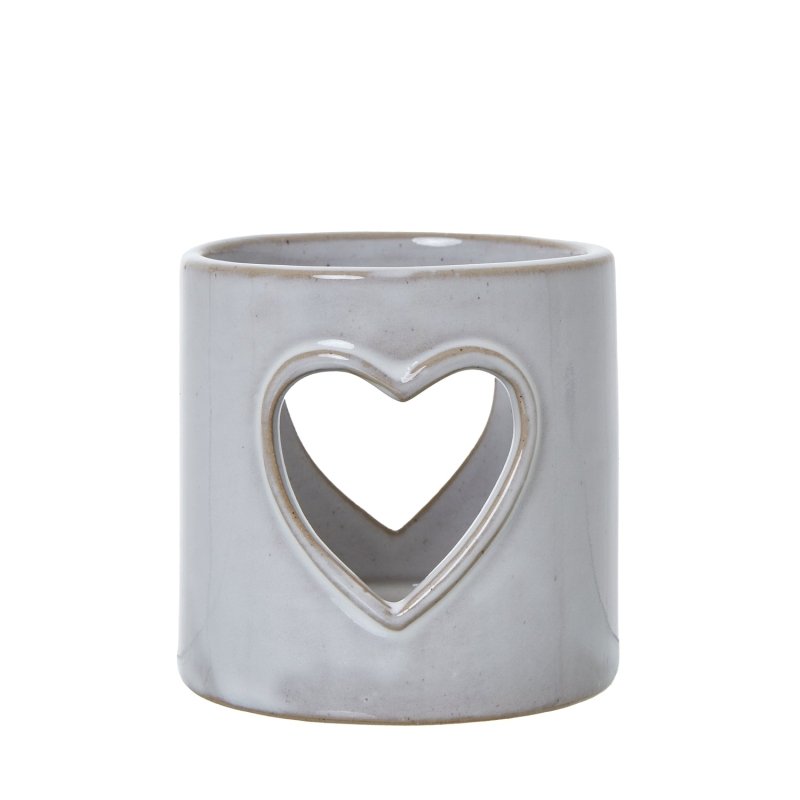 White Ceramic Heart Cut-Out Tealight Holder - Candle Holders - British D'sire