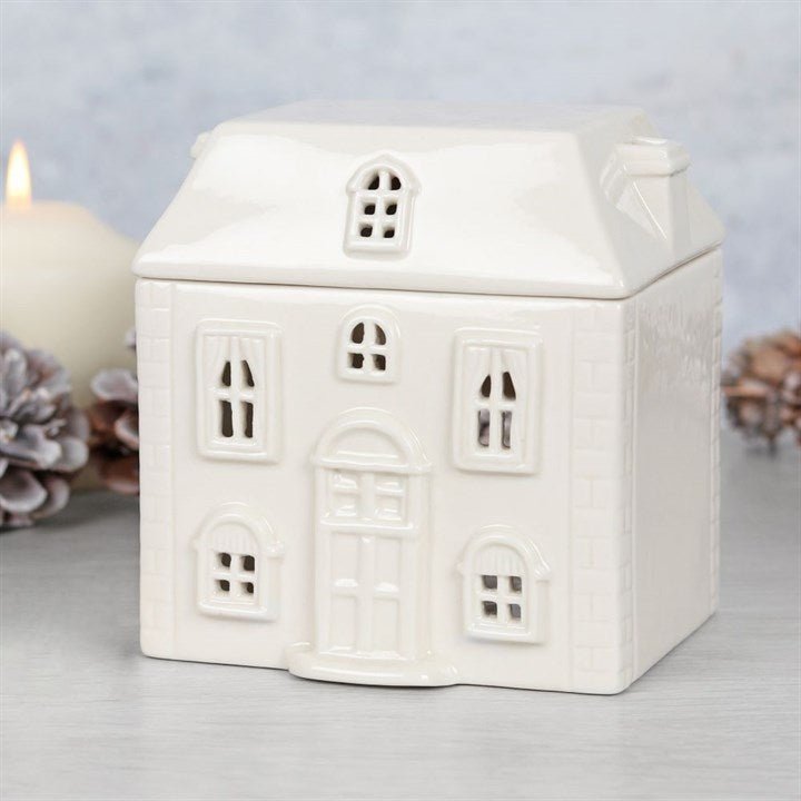 White Ceramic House Oil Burner - Cool Designs Oil Burners - British D'sire