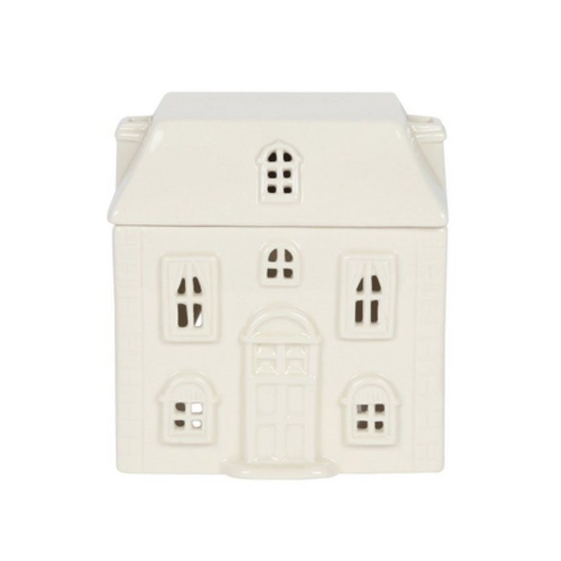 White Ceramic House Oil Burner - Cool Designs Oil Burners - British D'sire Main image
