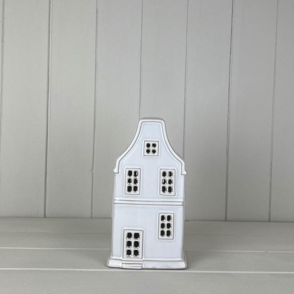 White Ceramic House Ornament with LED (14.5cm) - Home Decor - British D'sire
