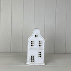 White Ceramic House Ornament with LED (14.5cm) - Home Decor - British D'sire