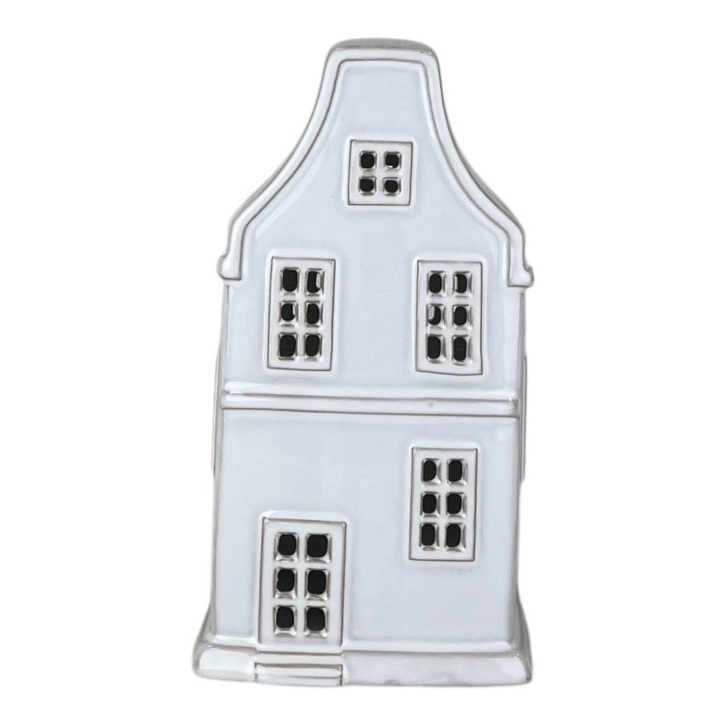 White Ceramic House Ornament with LED (14.5cm) - Home Decor - British D'sire Main image