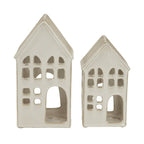 White Ceramic House Tea Light Holder - Candle Holder - British D'sire