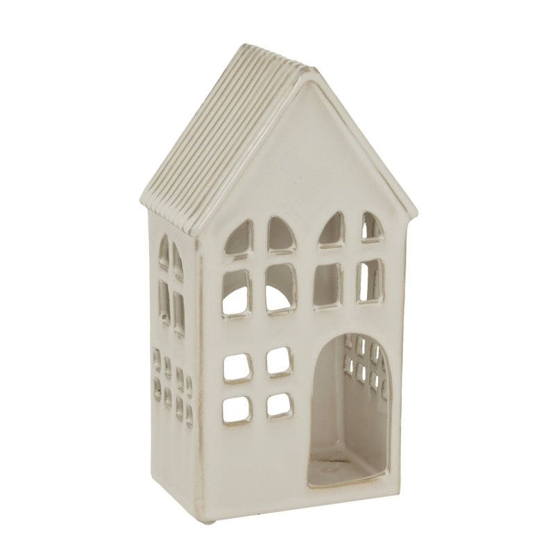 White Ceramic House Tea Light Holder - Candle Holder - British D'sire
