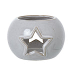 White Ceramic Star Cut-Out Round Tealight Holder - Candle Holder - British D'sire