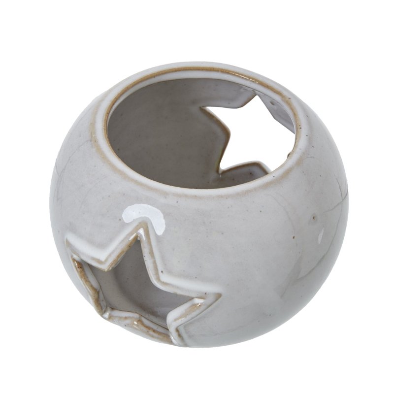 White Ceramic Star Cut-Out Round Tealight Holder - Candle Holder - British D'sire