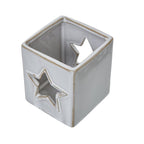 White Ceramic Star Cut-Out Square Tealight Holder - Candle Holders - British D'sire