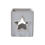 White Ceramic Star Cut-Out Square Tealight Holder - Candle Holders - British D'sire