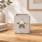 White Ceramic Star Cut-Out Square Tealight Holder - Candle Holders - British D'sire