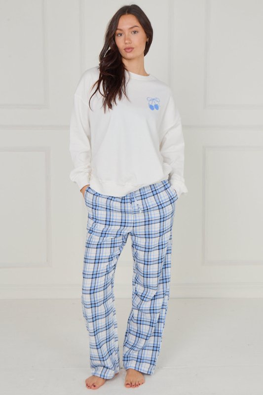 White Cherry Print Pjs - Loungewear - British D'sire