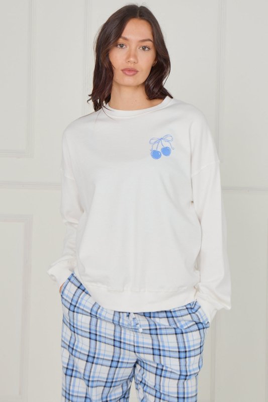 White Cherry Print Pjs - Loungewear - British D'sire