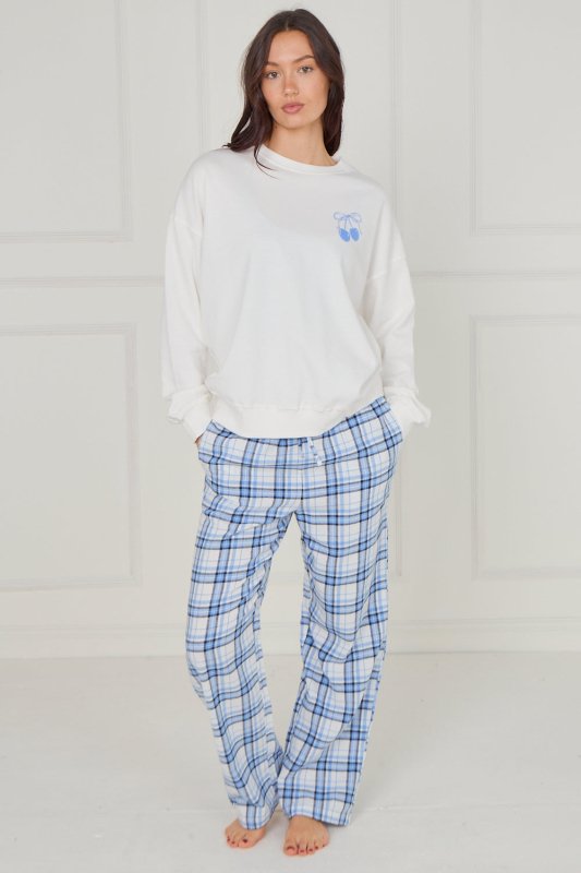 White Cherry Print Pjs - Loungewear - British D'sire