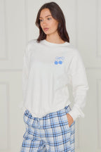 White Cherry Print Pjs - Loungewear - British D'sire
