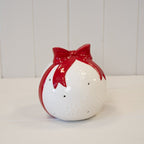 White Christmas Bauble with Red Bow - Christmas Decor - British D'sire