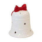 White Christmas Bell with Red Bow LED - Christmas Decor - British D'sire