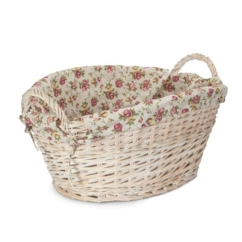 White Finish Lined Wash Basket - Laundry Baskets - British D'sire