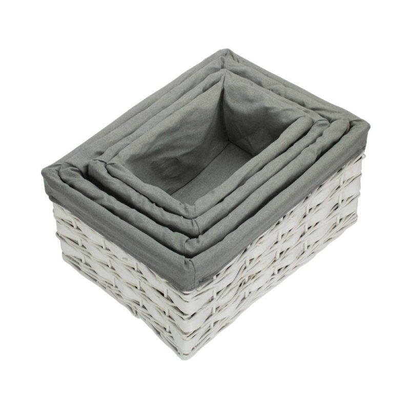 White Grey LinedScandi Storage Basket With Grey Lining - Storage Baskets - British D'sire