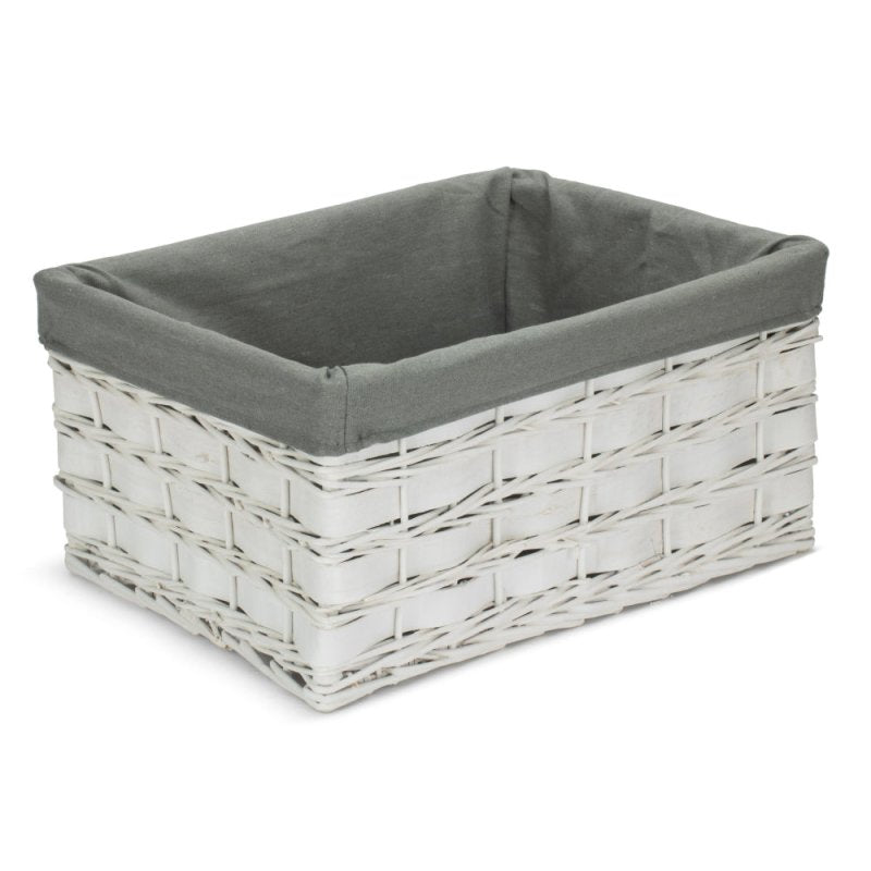 White Grey LinedScandi Storage Basket With Grey Lining - Storage Baskets - British D'sire