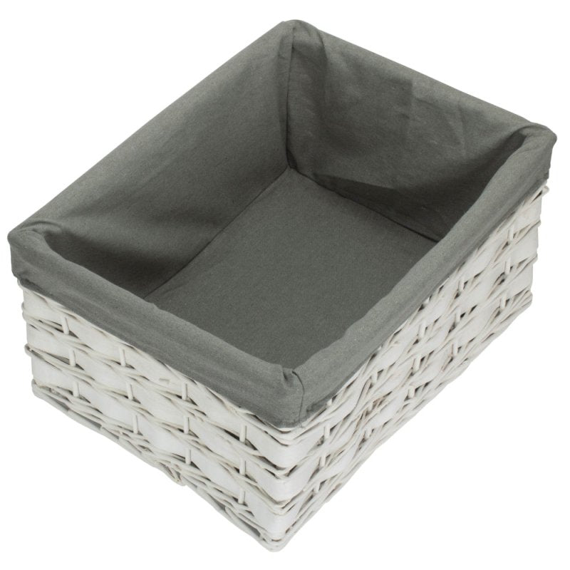 White Grey LinedScandi Storage Basket With Grey Lining - Storage Baskets - British D'sire