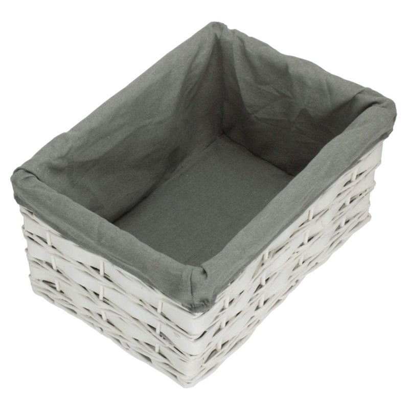 White Grey LinedScandi Storage Basket With Grey Lining - Storage Baskets - British D'sire
